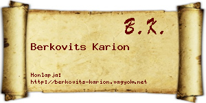 Berkovits Karion névjegykártya